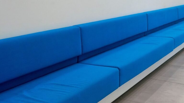 Clean sofa with spotless seat cushions and fluffed pillows after professional steam cleaning